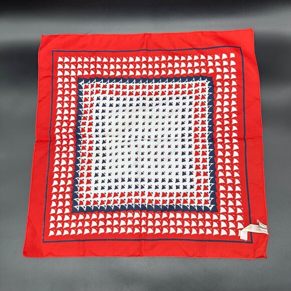 Vintage Scarf Italian 1970s Mademoiselle Red White Blue Patriotic Italy Small - Picture 3 of 8